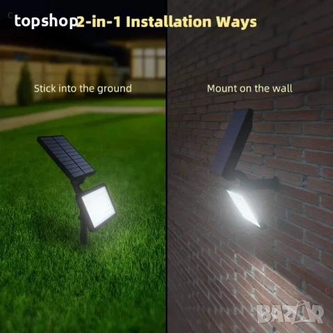 НОВ соларен прожектор за двор IP65 Водоустойчив, 5 режима на осветление за Външно градинско..., снимка 7 - Прожектори - 50501564