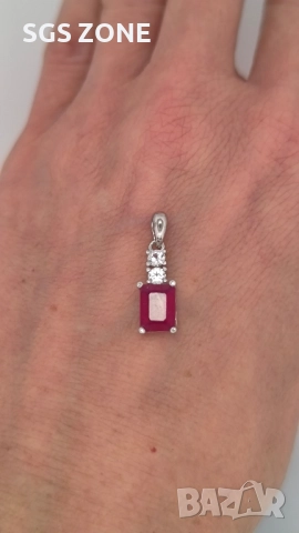 Сребърна висулка със РУБИН, снимка 4 - Колиета, медальони, синджири - 51512220