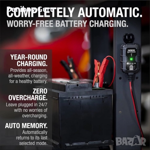 NOCO GENIUS1: 1A 6V/12V интелигентно зарядно устройство за батерии – автоматично поддържане, снимка 5 - Аксесоари и консумативи - 51820574