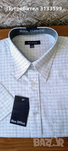 Мъжка риза с къс ръкав BROTHERS - размер L; Риза с къс ръкав Box Office в бяло и синьо - L, снимка 10 - Ризи - 37106052