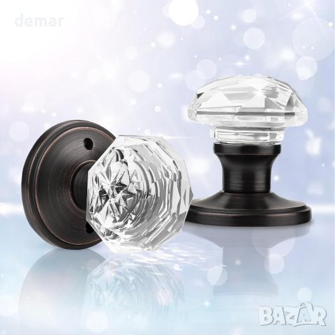 PinLin Стъклени дръжки за врата с диамантена форма, незаключващи се, снимка 3 - Други - 44371109