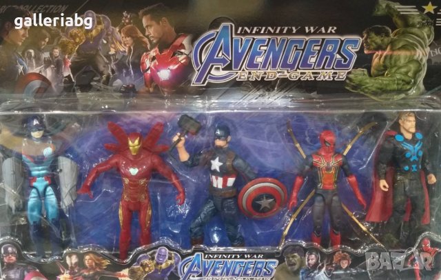 Комплект от 5 фигурки на Marvel (Спайдърмен, Тор, Железният човек, Капитан Америка), снимка 1 - Фигурки - 41517643