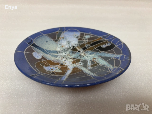 Керамична декоративна чиния за стена - ръчна изработка, снимка 3 - Пана - 53692709