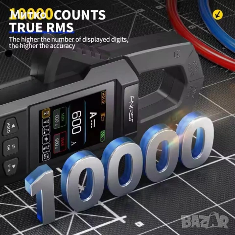 Кламп метър FNIRSI DMC-100, Диоден тест, Измерва NCV, AC/DC напрежение и ток, Черно, снимка 7 - Други инструменти - 53125684