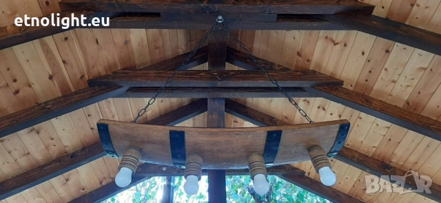 Полилеи, лампи от автентични дъбови бъчви с ръчно изработени дървени чашки , снимка 6 - Полилеи - 51918447