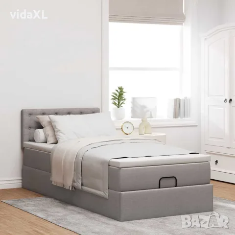 vidaXL Османска легло с матрак, таупе, 90x200 см, плат, снимка 3 - Спални и легла - 56147038