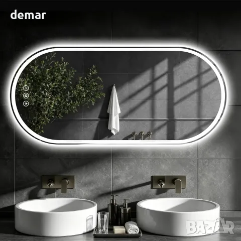 Овално LED огледало за баня XRAMFY 152 × 66 см