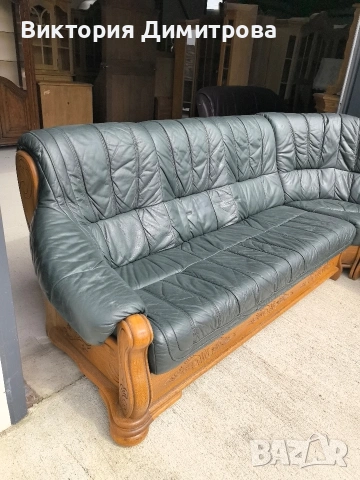 Ъглов диван - Естествена кожа , снимка 6 - Дивани и мека мебел - 53851796