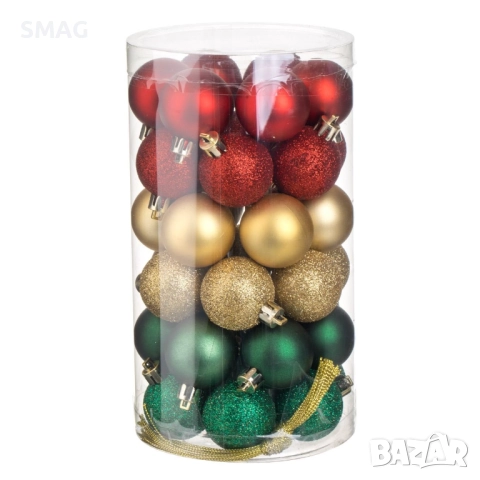 Коледни топки зелено-червено-златно Ø4 см, 36 бр._1240984, снимка 2 - Други - 52354237