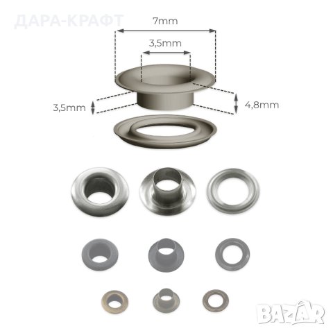 Капси с шайби - 3, 4, 5, 6, 8, 10мм - Злато, Антик, Никел, Оксид, снимка 2 - Други - 42225013