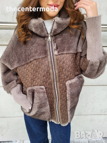 Дамско палто тип кожух с качулка , снимка 5 - Палта, манта - 52842132