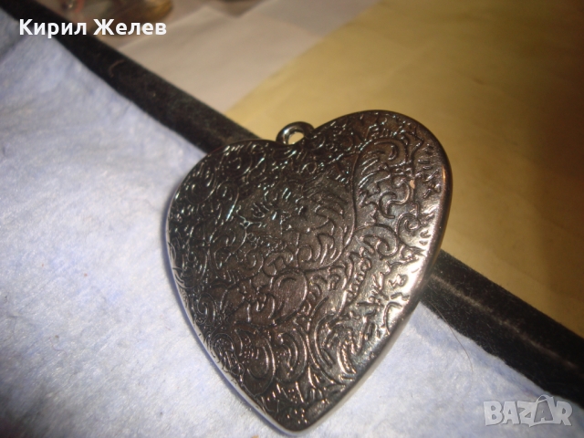 СРЕБРИСТО ФЛОРАЛНО ОРНАМЕНТИРАНО СЪРЧИЦЕ АРТ НУВО СТИЛ МЕДАЛЬОН 14149, снимка 4 - Колиета, медальони, синджири - 36064033