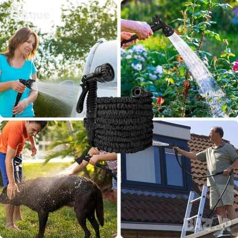 Гъвкав разтеглив градински маркуч 30м – Пълен комплект с пистолет (7 функции) и конектори на едро , снимка 6 - Други инструменти - 53401844