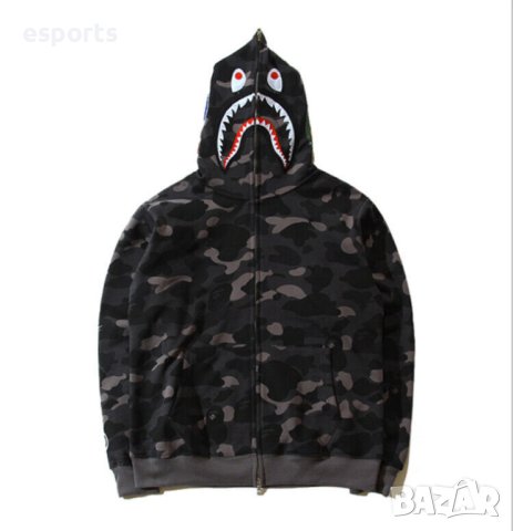 Суичър (блуза с качулка) Bape A Bathing Ape Grey Camo Сив Камуфлаж M L XL XXL, снимка 2 - Суичъри - 36907103