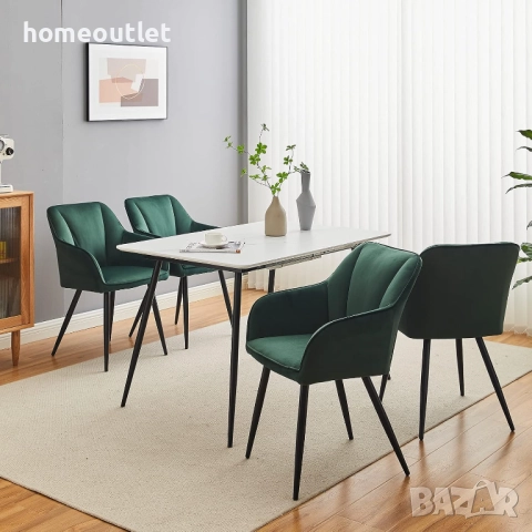 Комплект трапезни столове тип кресло с дамаска от кадифе, к-кт от 2бр. C-U-DC-B0322GR, снимка 6 - Столове - 51961113