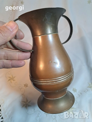 винтидж медна ваза с бронзови елементи 32/4, снимка 5 - Вази - 53184363