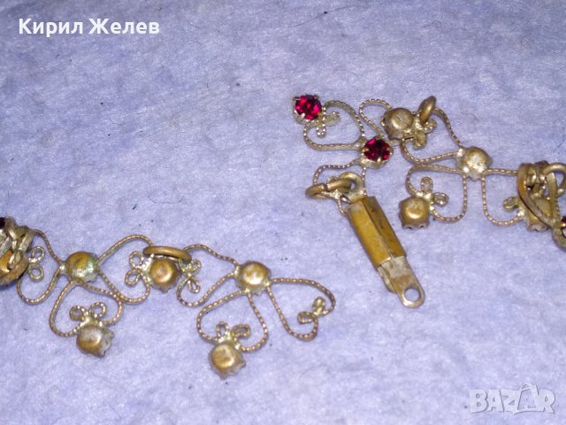 СТАРИННА БРОНЗОВА ПОСРЕБРЕНА АРТ НУВО ОГЪРЛИЦА с ФАСЕТИРАН ГРАНАТ РЪЧНА ФИЛИГРАННА ИЗРАБОТКА 38456, снимка 7 - Антикварни и старинни предмети - 41395958