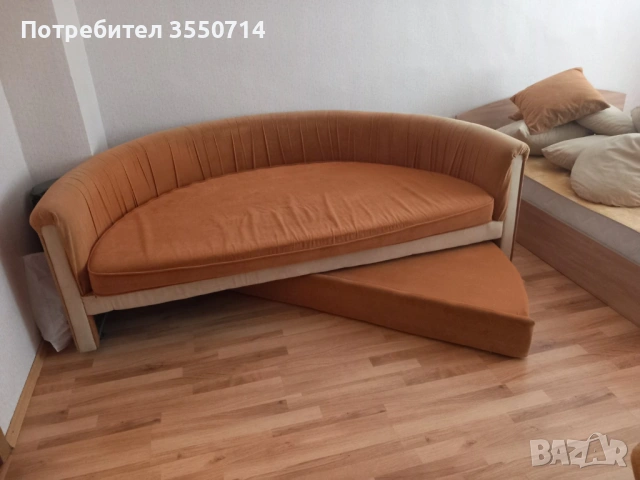 Разтегателен кръгъл диван с 2 фотьоила, снимка 5 - Дивани и мека мебел - 53583465