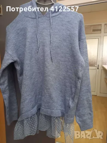 Дамски пуловер с качулка плетиво нова Уайкики, снимка 2 - Блузи с дълъг ръкав и пуловери - 48375932