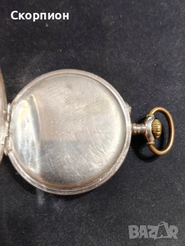 Швейцарски СРЕБЪРЕН джобен часовник 1901г. с позлата - 10 РУБИНА - ПРОМОЦИЯ, снимка 6 - Джобни - 47156792