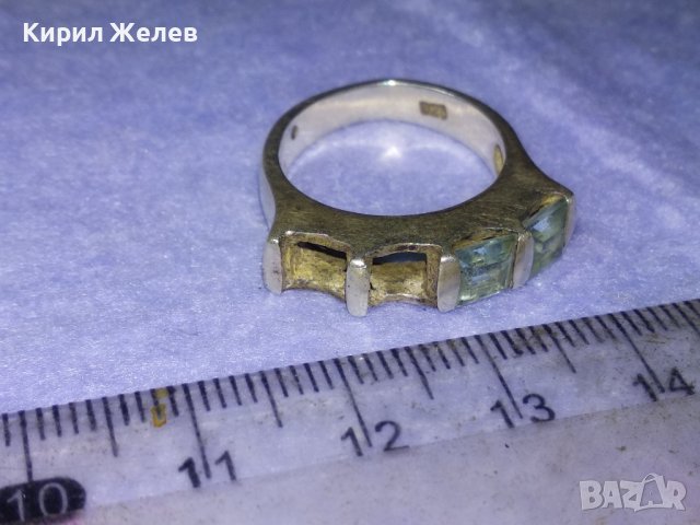 Стар СКЪПОЦЕНЕН СРЕБЪРЕН ПРЪСТЕН СРЕБРО 925 АНГЛИЯ със СИН ЦИРКОН - ЛИПСВАТ Две КАМЪЧЕТА ! 31410, снимка 13 - Антикварни и старинни предмети - 42639916