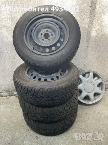 4 броя метални джанти 15" 5х100 от Toyota Avensis T22 със зимни гуми Rosava Snowgard 195/65