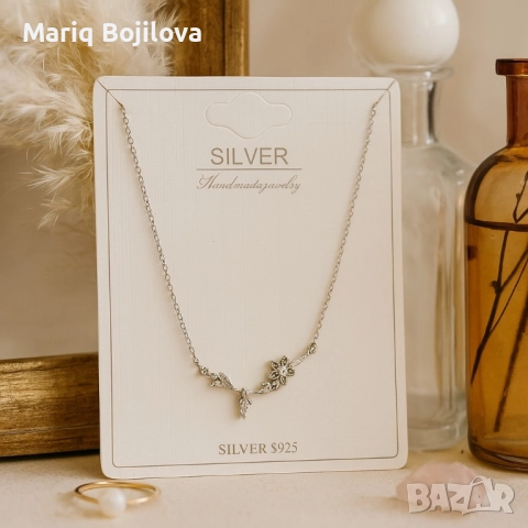 Нежно сребърно колие с висулка цвете – елегантност за всеки ден, снимка 1