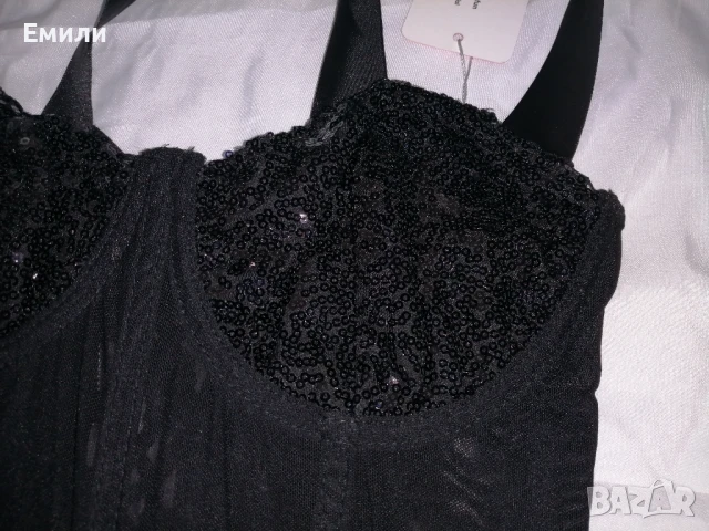 Нов дамски топ/бюстие/корсет с пайети и прозрачна талия р-р S и M, снимка 11 - Корсети, бюстиета, топове - 51078418