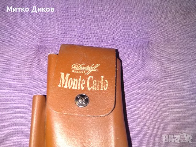 Калъвче за цигари и запалка естествена кожа за кръста за колан Монте Карло Давидоф 110х65х25мм, снимка 3 - Табакери - 41772920