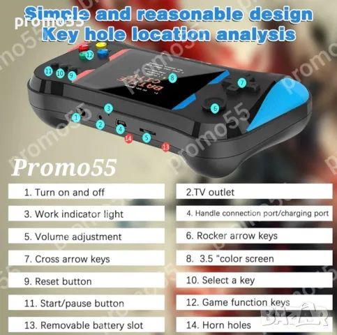 Преносима Игрова Конзола с 500 Класически Игри, снимка 5 - Други игри и конзоли - 49189401