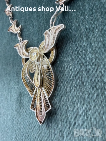 Сребърно колие филигран №7808 , снимка 3 - Колиета, медальони, синджири - 53030530