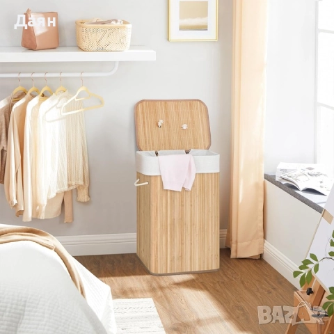 Кош за пране, бамбук, 72L SONGMICS, снимка 6 - Други стоки за дома - 51983439
