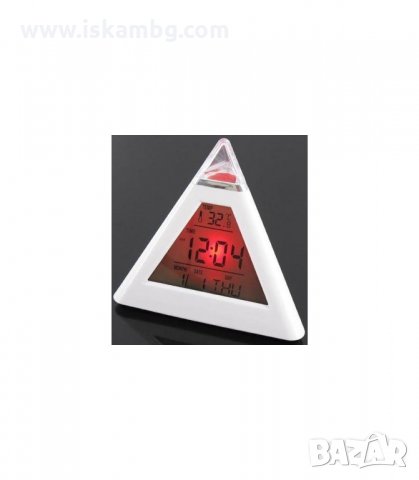 СВЕТЕЩ В 7 ЦВЯТА LED ЧАСОВНИК ПИРАМИДА - код 0215, снимка 5 - Друга електроника - 34087857