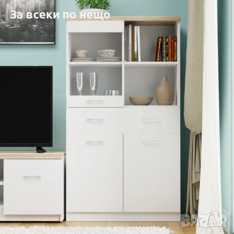 Витрина TOP MIX WIT 2D1W1S_80 бяло/дъб сонома Код P1506, снимка 3 - Секции и витрини - 52338958