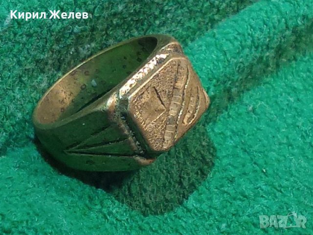 Пръстен стар бронзов ПОЗЛАТА СТИЛНА РЕТРО ОРНАМЕНТИКА РЪЧНА РАБОТА 9257, снимка 2 - Антикварни и старинни предмети - 33371014