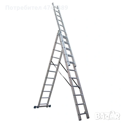 Алуминиева стълба трираменна комбинирана ROTOR KME311, 297 / 540 / 810 cm, снимка 2 - Винтоверти - 53616063