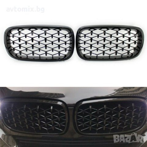 Бъбреци Решетки за BMW X5 E70 / X6 E71 (2007-2013)Diamond Style Черен Гланц, снимка 1 - Аксесоари и консумативи - 40832257