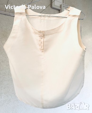 Потник/топ  кроп 100% коприна, екрю, снимка 11 - Потници - 42505002