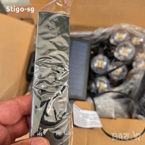 НОВ Соларен LED Гирлянд 15м (50FT) с 22 Крушки G40 и Дистанционно, снимка 2 - Външни лампи - 56222390