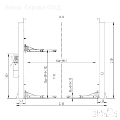 Двуколонен подемник с долна синхронизация модел OSAKA L-2-40D3+, 4000 кг. мех.контри,удълженени лапи, снимка 2 - Подемници - 53149998