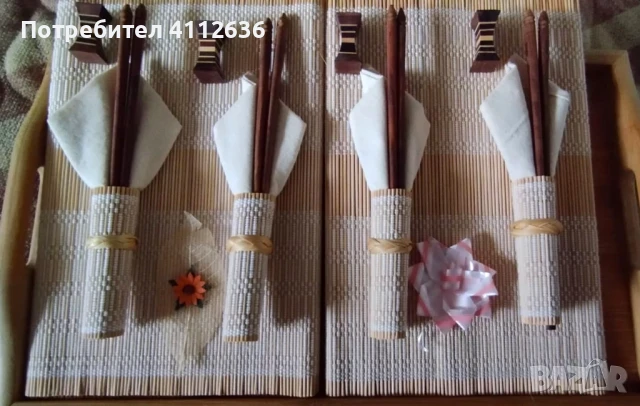 Комплект японски дървени клечки за хранене за четирима