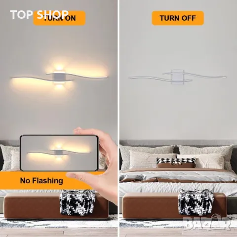 Красива модерна LED стенна вътрешна лампа, 27W LED топло бяло 3000K, 5,5 * 14 * 89 cm, черна ; бяла, снимка 8 - Лед осветление - 49627437