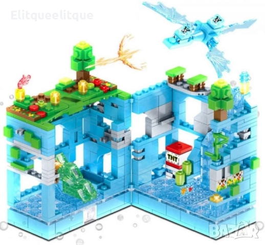 Конструктор Minecraft "Битката във водната пещера" – 503 части със светеща LED-подсветка LB606, снимка 2 - Конструктори - 52274352