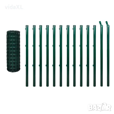 vidaXL Евромрежа, стомана, 25x1 м, зелена