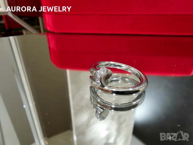 CARTIER Nail Juste un Clou Classic Silver Diamonds Пръстен Пирон, снимка 4 - Пръстени - 52905432