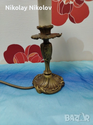 бронзова лампа с шапка, снимка 8 - Настолни лампи - 53143767