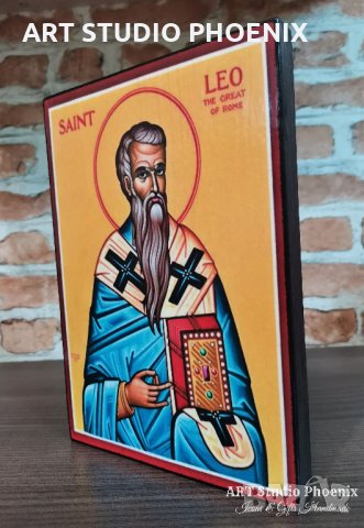Икона на Свети Лъв Велики ikona sveti luv veliki icon saint leo, снимка 3 - Икони - 34249120