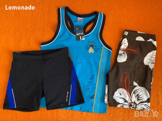 Бански 2 чифта за момче 134, подарък нов потник памук, снимка 1