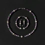 Комплект гривна гердан и обеци от естествени перли, аметисти, сваровски swarovski кристали и сребро, снимка 1