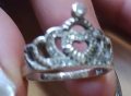 Сребърен пръстен коронка с цирконии , снимка 2